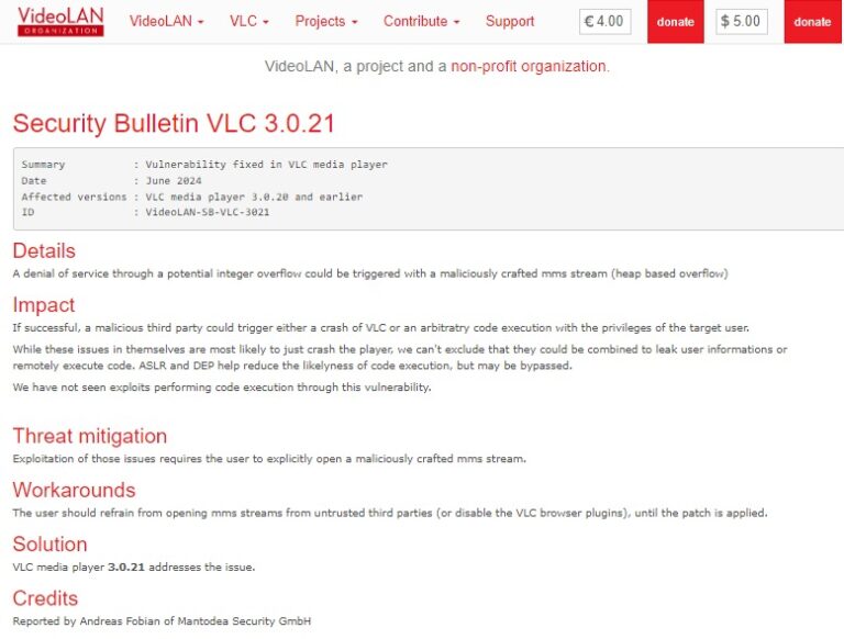 VLC Media Player: Κενό ασφαλείας επιτρέπει την εκτέλεση κακόβουλου κώδικα