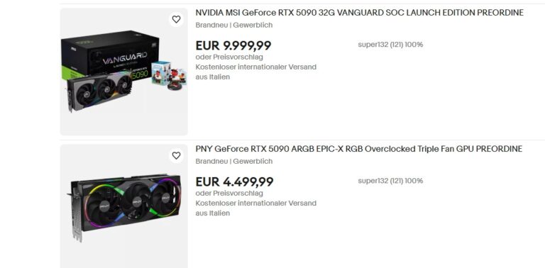 Οι Scalpers προσφέρουν την RTX 5090 σχεδόν στη διπλάσια τιμή