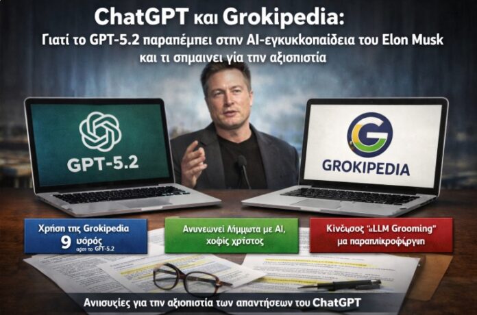 ChatGPT και Grokipedia: Γιατί το GPT-5.2 παραπέμπει στην AI-εγκυκλοπαίδεια του Elon Musk και τι σημαίνει για την αξιοπιστία