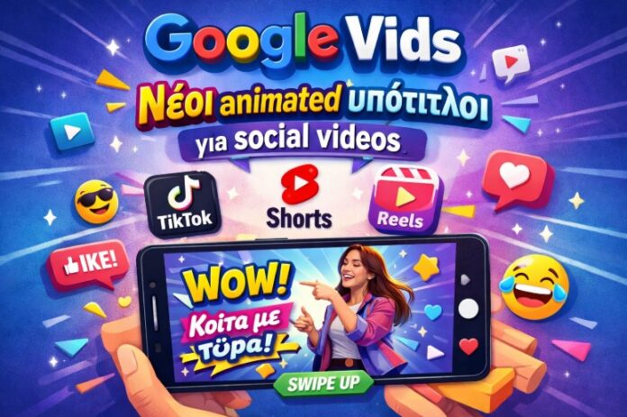 Google Vids: Νέοι animatеd υπότιτλοι για social videos (TikTok, Shorts, Reels)