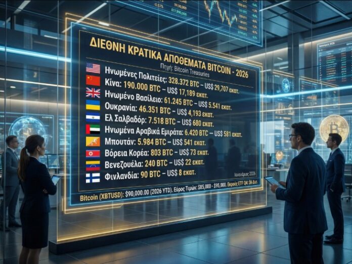 Οι χώρες με τα μεγαλύτερα αποθέματα bitcoin το 2026
