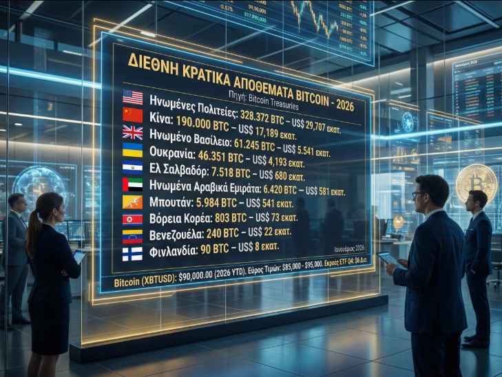 Οι χώρες με τα μεγαλύτερα αποθέματα bitcoin το 2026