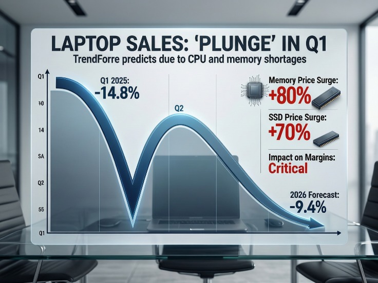 Πωλήσεις laptops: «Βουτιά» το α’ τρίμηνο λόγω ελλείψεων σε CPU και μνήμη, προβλέπει η TrendForce