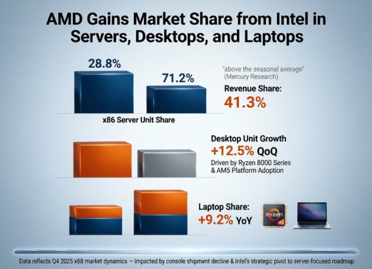 AMD κερδίζει μερίδιο αγοράς από την Intel σε servers, desktop και laptops – Τα στοιχεία