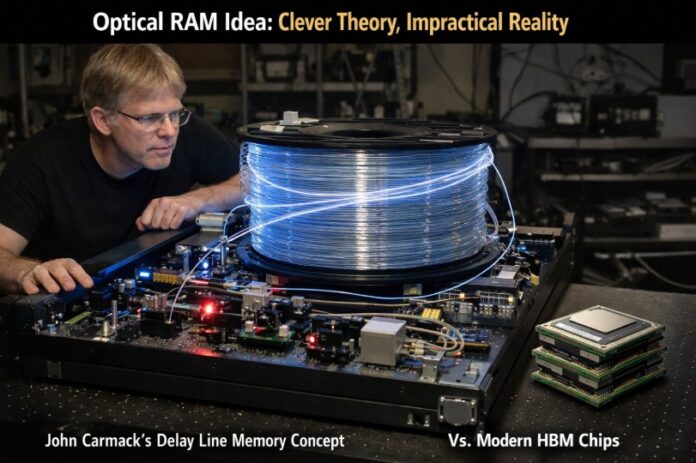 Η ιδέα του John Carmack για οπτική Μνήμη RAM: Ευφυής θεωρία, Πρακτικό αδιέξοδο