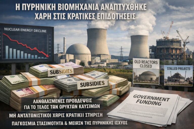 Η πυρηνική βιομηχανία αναπτύχθηκε αποκλειστικά χάρη στις κρατικές επιδοτήσεις
