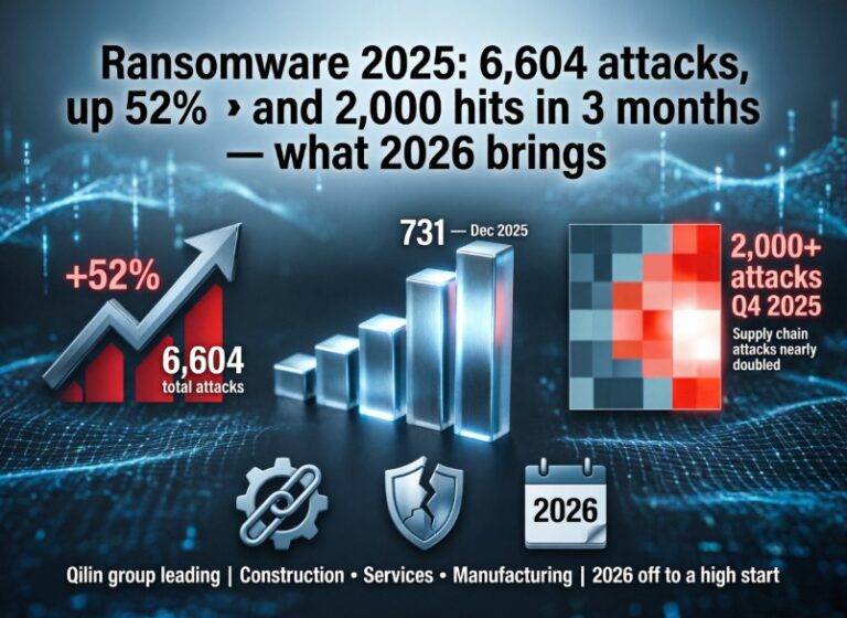 Ransomware 2025: 6.604 επιθέσεις, άνοδος 52% και 2.000 χτυπήματα σε 3 μήνες — τι φέρνει το 2026