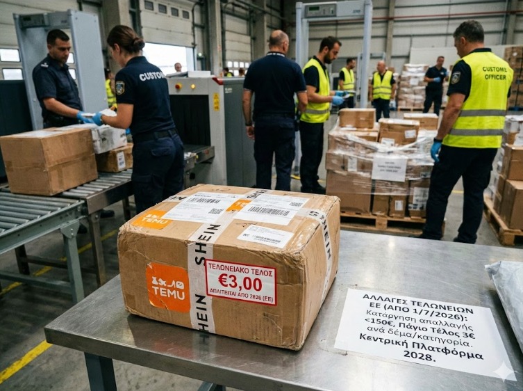Τελωνειακό τέλος 3€ σε δέματα κάτω των 150€: Τι αλλάζει στην ΕΕ από το 2026 για Temu & Shein