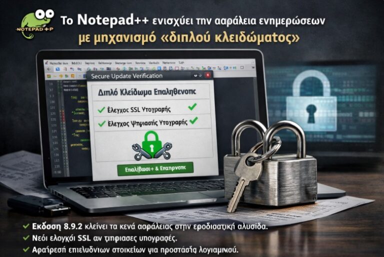 Το Notepad++ ενισχύει την ασφάλεια ενημερώσεων με μηχανισμό «διπλού κλειδώματος»