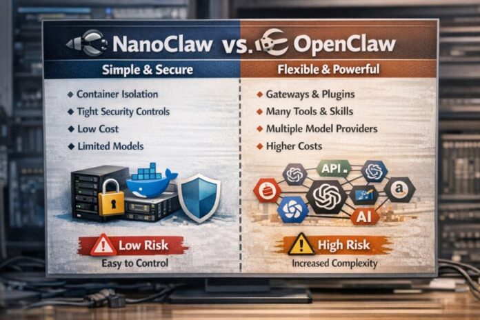 NanoClaw vs OpenClaw: σύγκριση για τον καλύτερο AI agent (ασφάλεια, εργαλεία, κόστος, μοντέλα)
